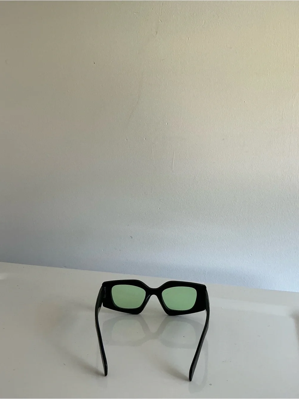 Black Frame Sunglasses with Green Lenses - Women Accessories